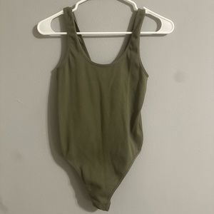 green ribbed bodysuit